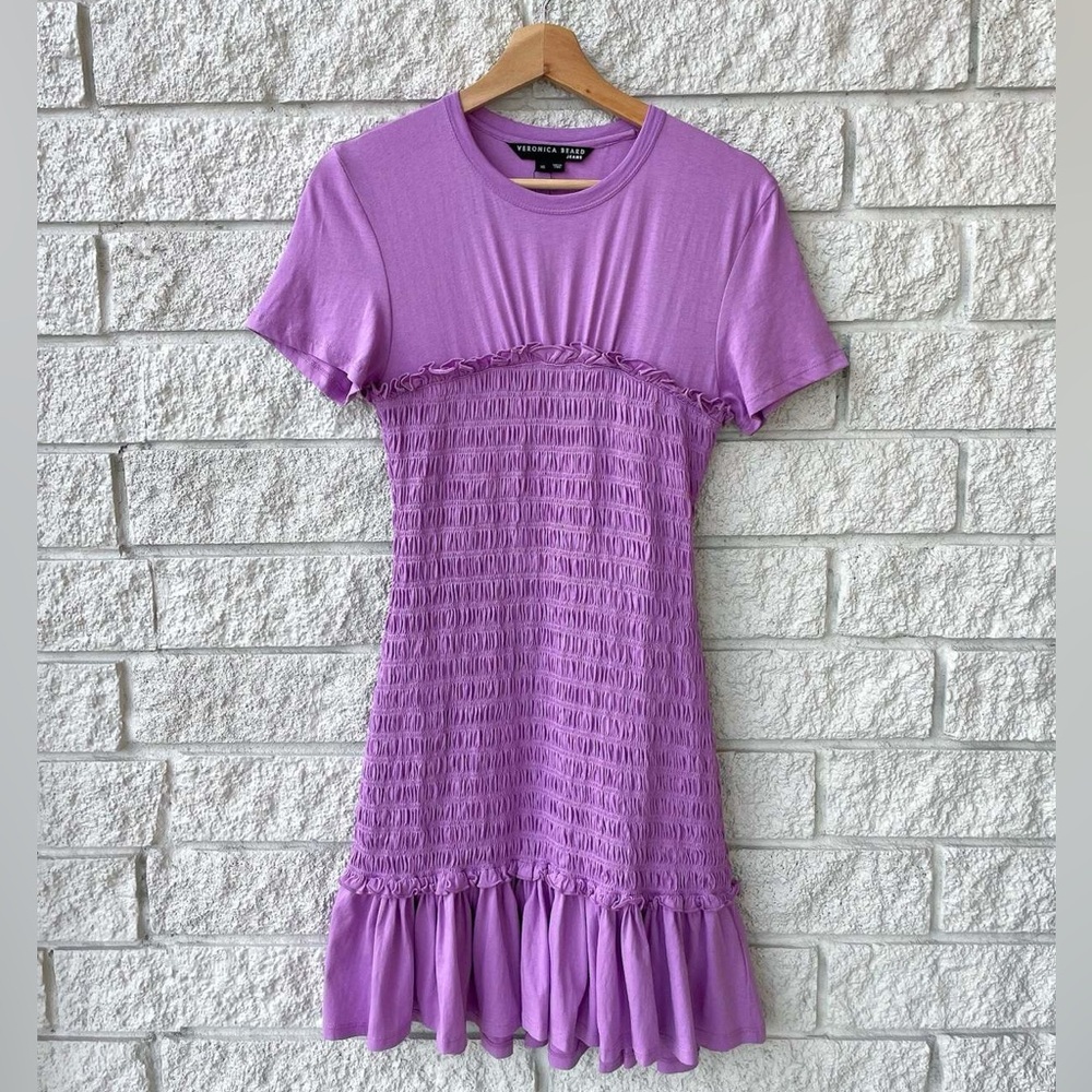 Veronica Beard Violet Smocked T-Shirt Tomlin Dress Size Small NWT